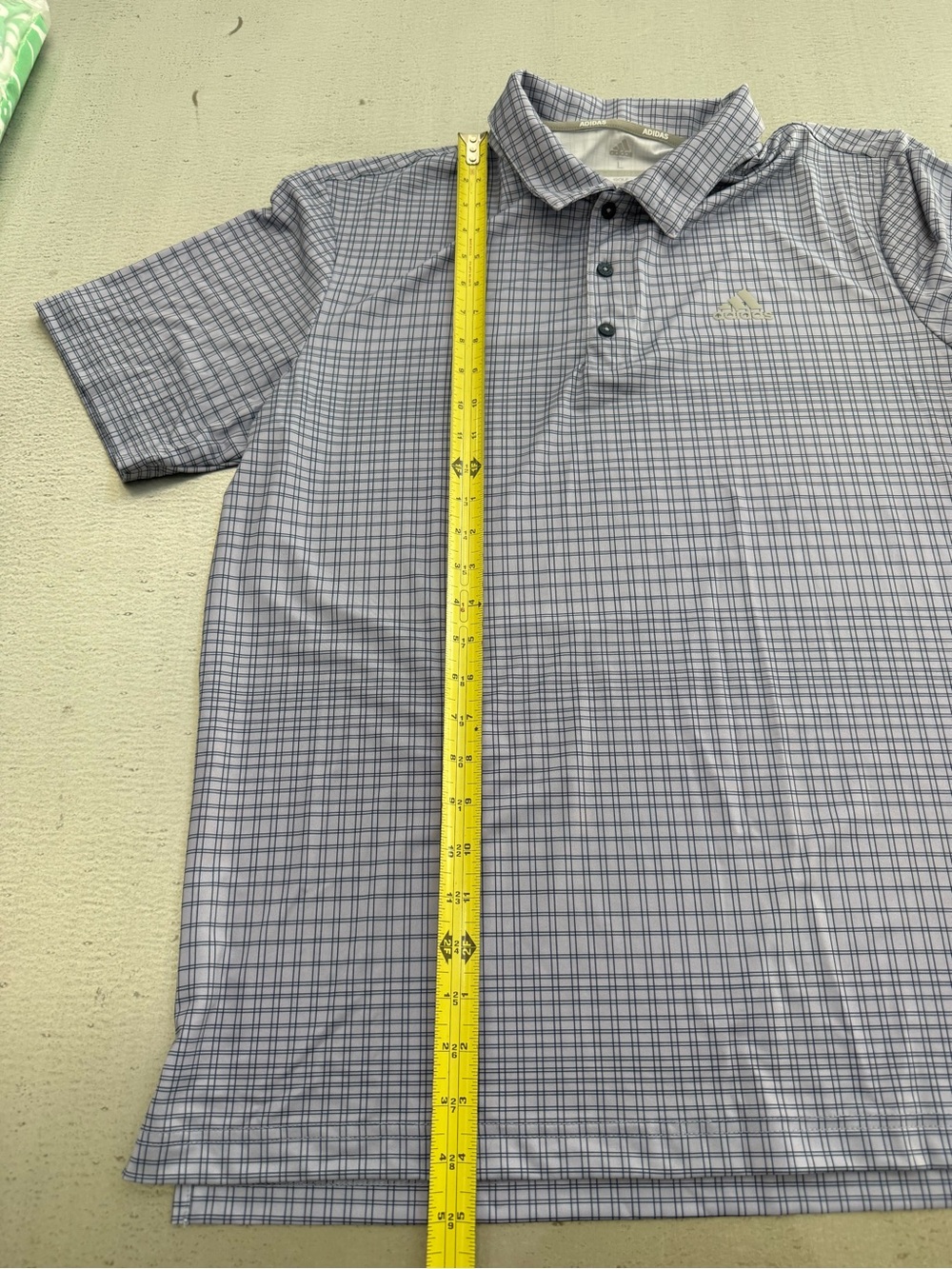 adidas Men’s Light Blue Checked Golf Polo - Picture 11 of 16